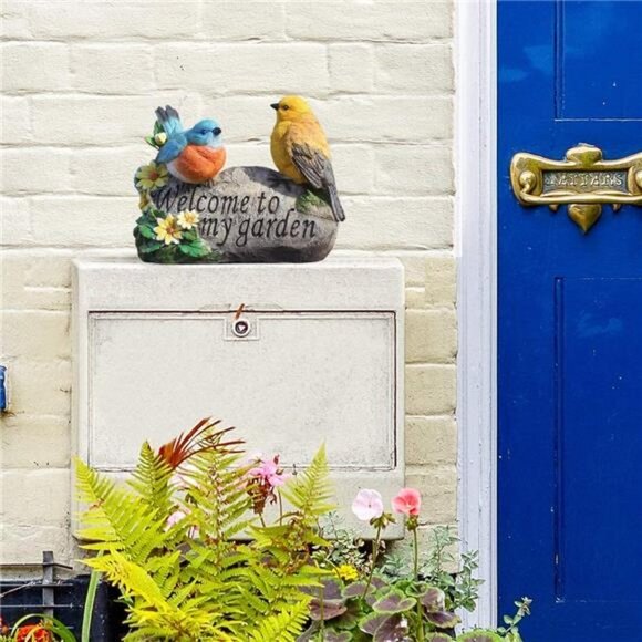 Bird Garden Decor, Welcome Sign Sculptures Statues for Yard Decorations - Picture 2 of 7